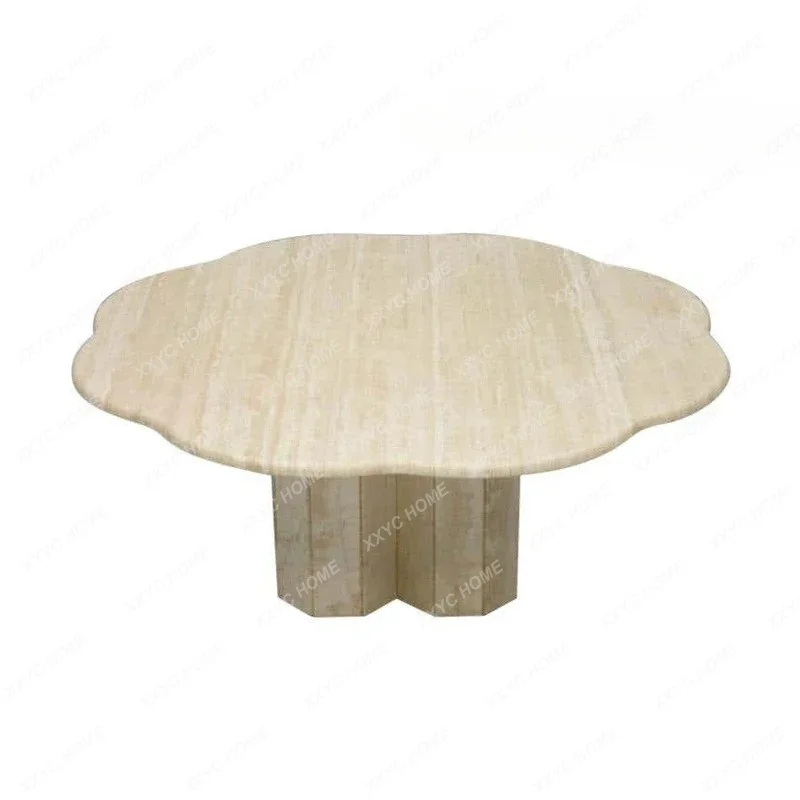 XX Simple Personality Creative Natural Marble Travertine Coffee Table Italian Light Luxury Personalized Coffee Table