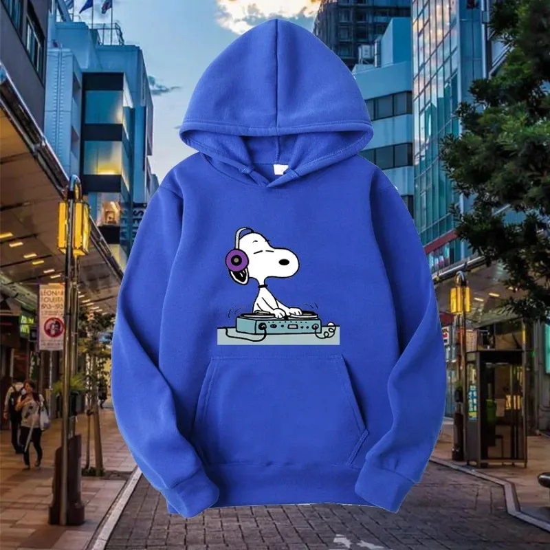 Snoopy Cartoon Printed Men Hoodies Disney Graphics Loose Tops Sweatshirts Male Hip Hop Streetwear Autumn Winter Clothes