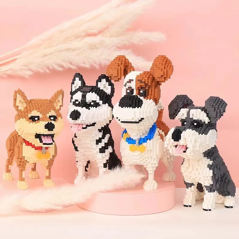 

New Cartoon Creative Pet Cat and Dog Assembly Toys DIY Educational Building Blocks Toys Parent-child Interactive Toys Gifts