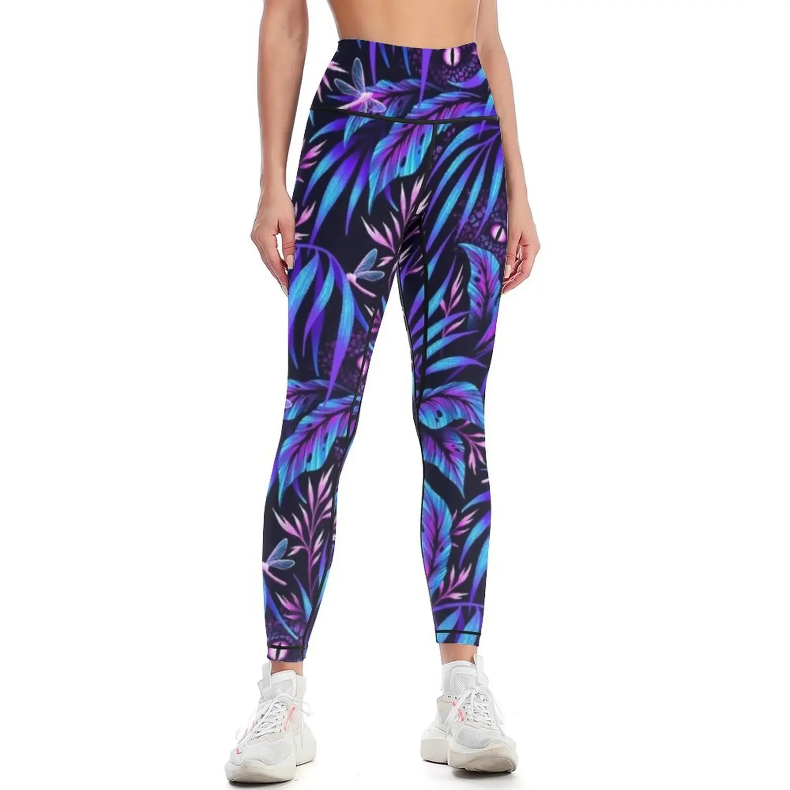 

Jurassic Jungle - Blue Pink Leggings legings for fitness Women sportwear Training pants Pants sport Womens Leggings