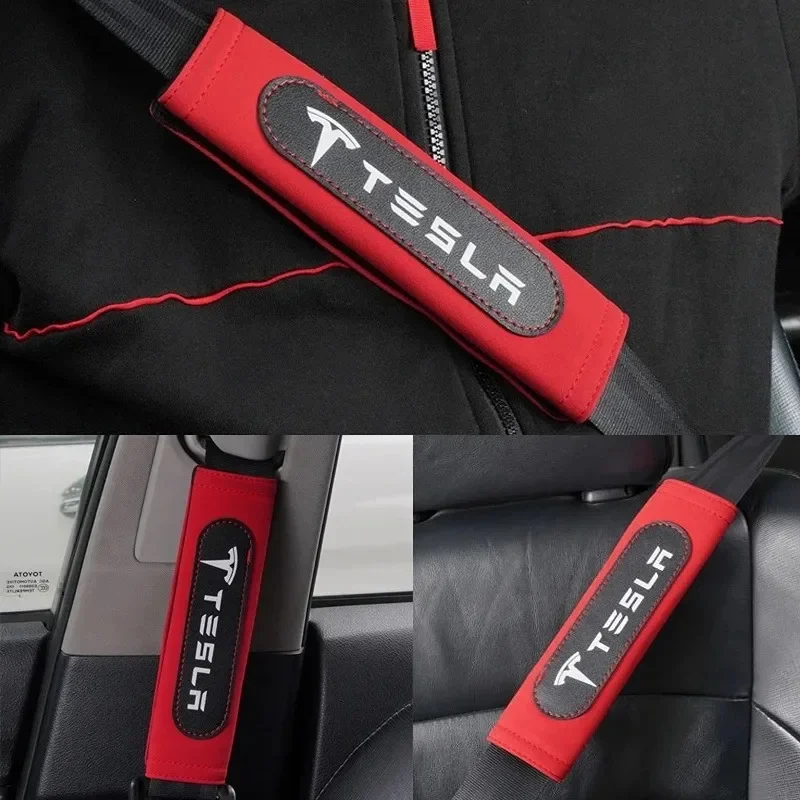 

2PCS Car Interior Safety Belt Cover Shoulder Protector for Tesla Model S X 3 Y Roadster Cybertruck P75D P85D P90D P100D