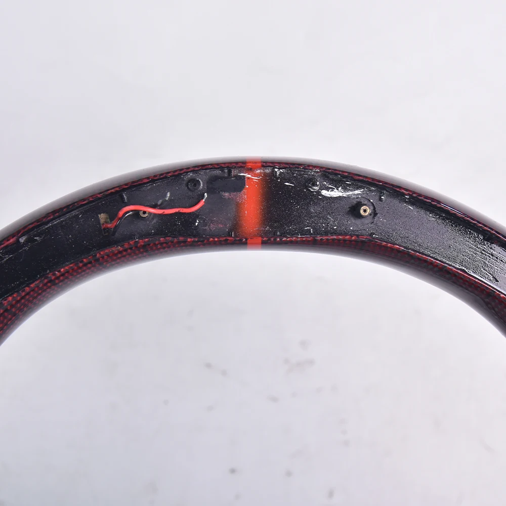 Passion Red Carbon Fiber Steering Wheel For Cadillac ATS, Programmable RGB LED Ambient Light, Premium Leather Wrapped