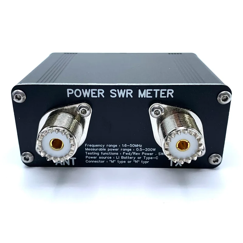 

200W 1.6-50Mhz Shortwave Power SWR Meter Stand Wave Meter PWR SWR Meter With 1.29 Inch OLED Screen For HAM Radio