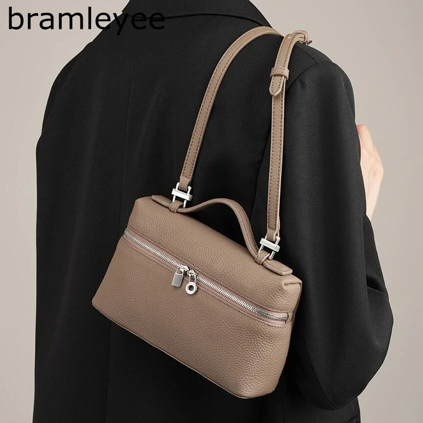 Genuine Leather High-end Feel Women's  Crossbody Chest Bag Cowhide Lunch-box Shape Luxury Handbag