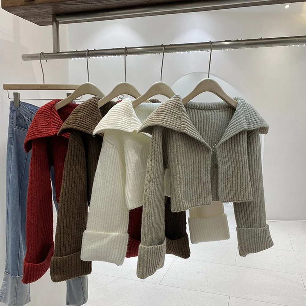 

Thickened Knitted Cardigan One Button Spring Autumn New Korean Edition Versatile Fashion Western Style Short Sweater Women's Top