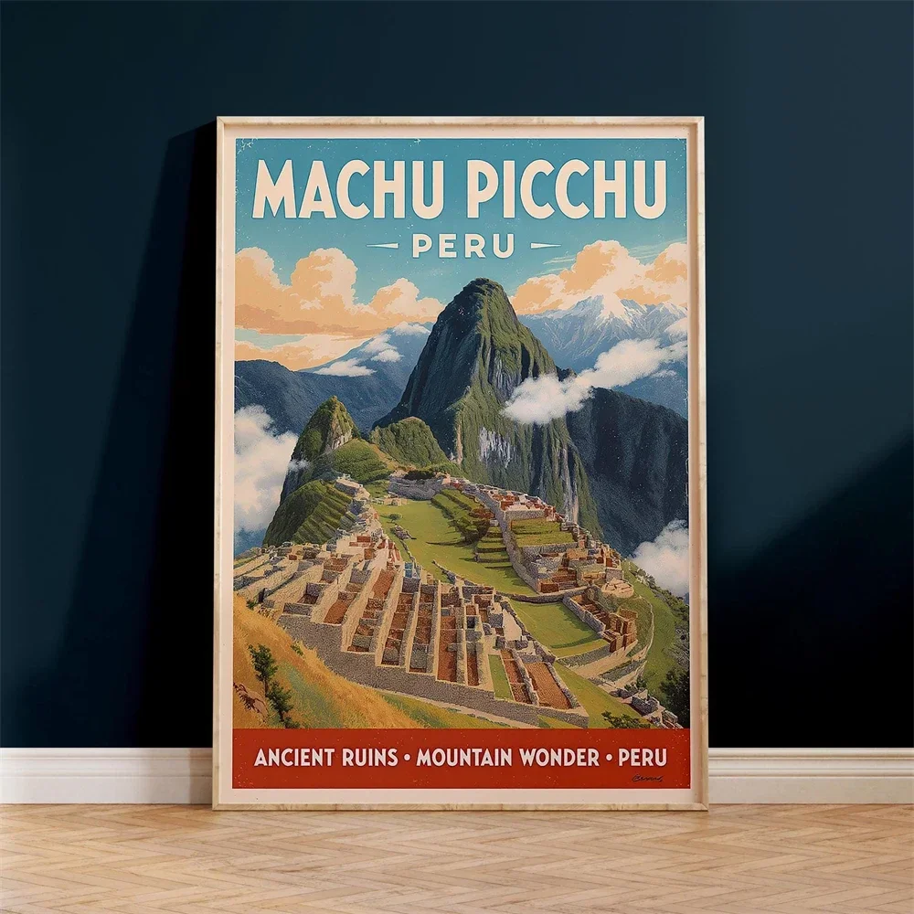 1pc frameless Canvas Painting Vintage Thailand Travel Poster Retro Bangkok Print Landscape Argentina Travel Poster Retro Mid Cen