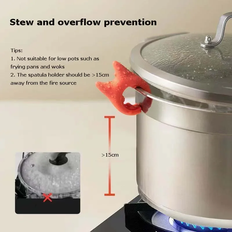 

Kitchen Multifunctional Spatula Holder Silicone Anti-overflow Spoon Holder Cooking Pot Kitchen Anti-scalding Clip Gadgets