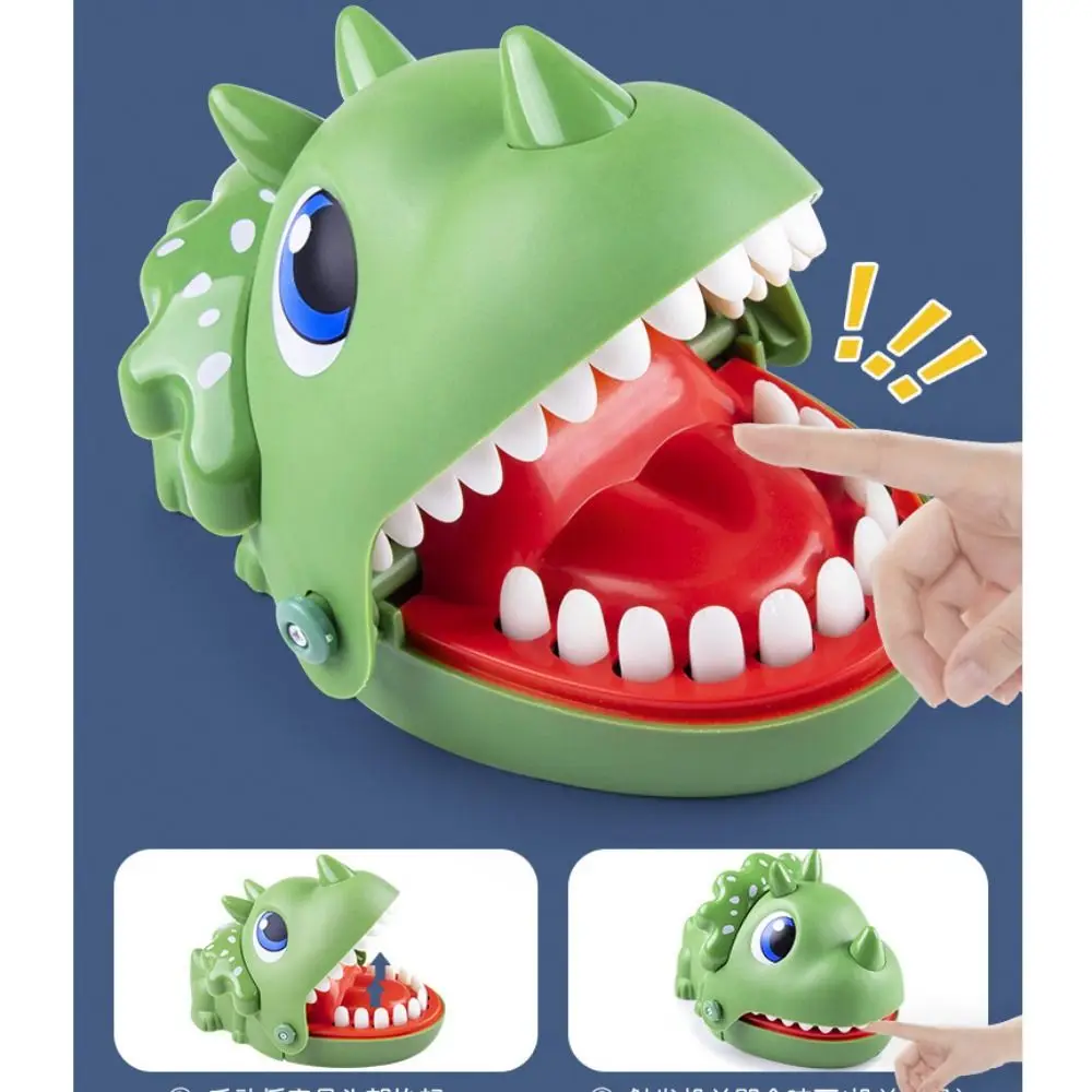 Triceratops forma mão-mordendo crocodilo brinquedo assustador inodoro seguro dinossauro mordida dedos brinquedo extrato de dentes bonito