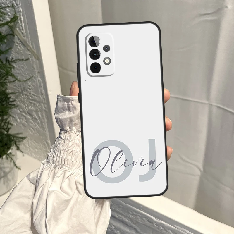 Coque Personnalisée avec Initiales de Nom KI, pour Samsung Galaxy A54 A34 A12 A32 A42 A52 A13 A23 A33 A53 A73 A50 A51 A71 A14