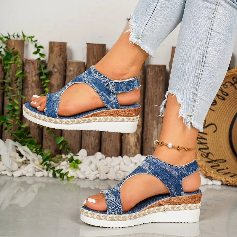 Summer New Simple Style Hollow Wedge Women's Sandals 2026 Fashion Solid Thick Soled Comfort Women Shoes Мюли Женские На Каблуке - view 5