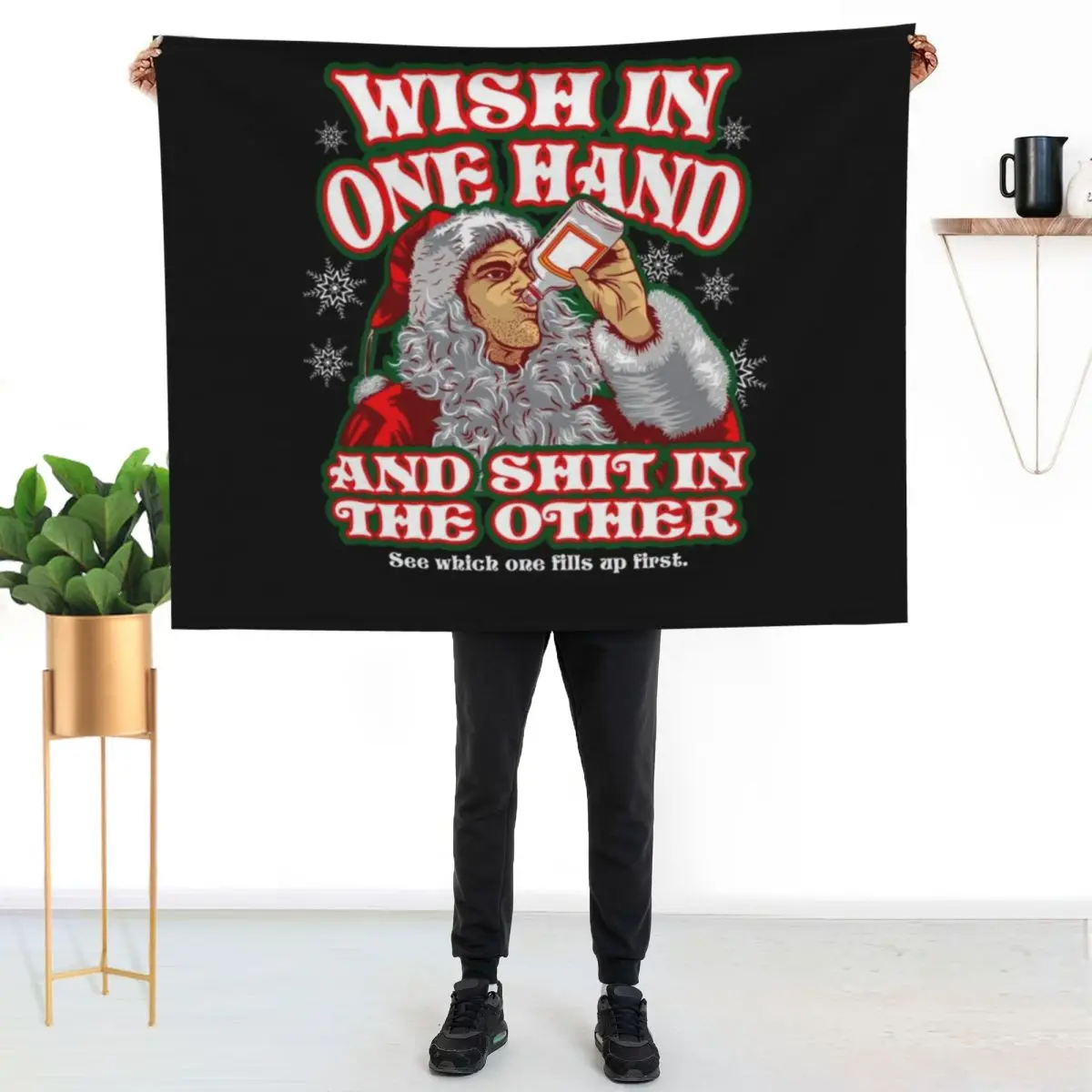 Bad Santa Throw Blanket Soft Warm Blanket Gift for Men Women Adults