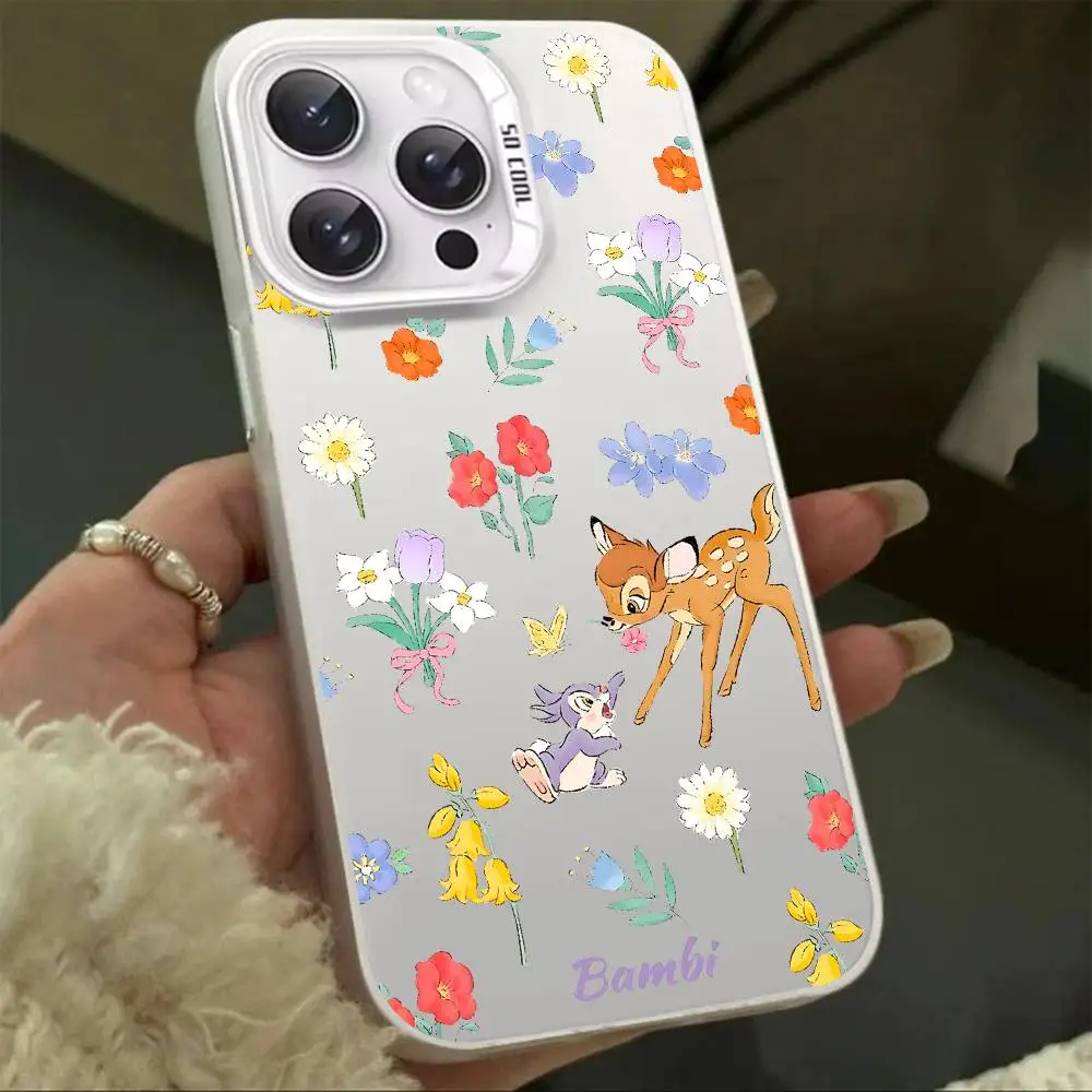 الغزلان B-Bambi جراب هاتف آيفون 16 15 14 13 12 11 برو ماكس زائد اللون للصدمات عودة غطاء فضي #6