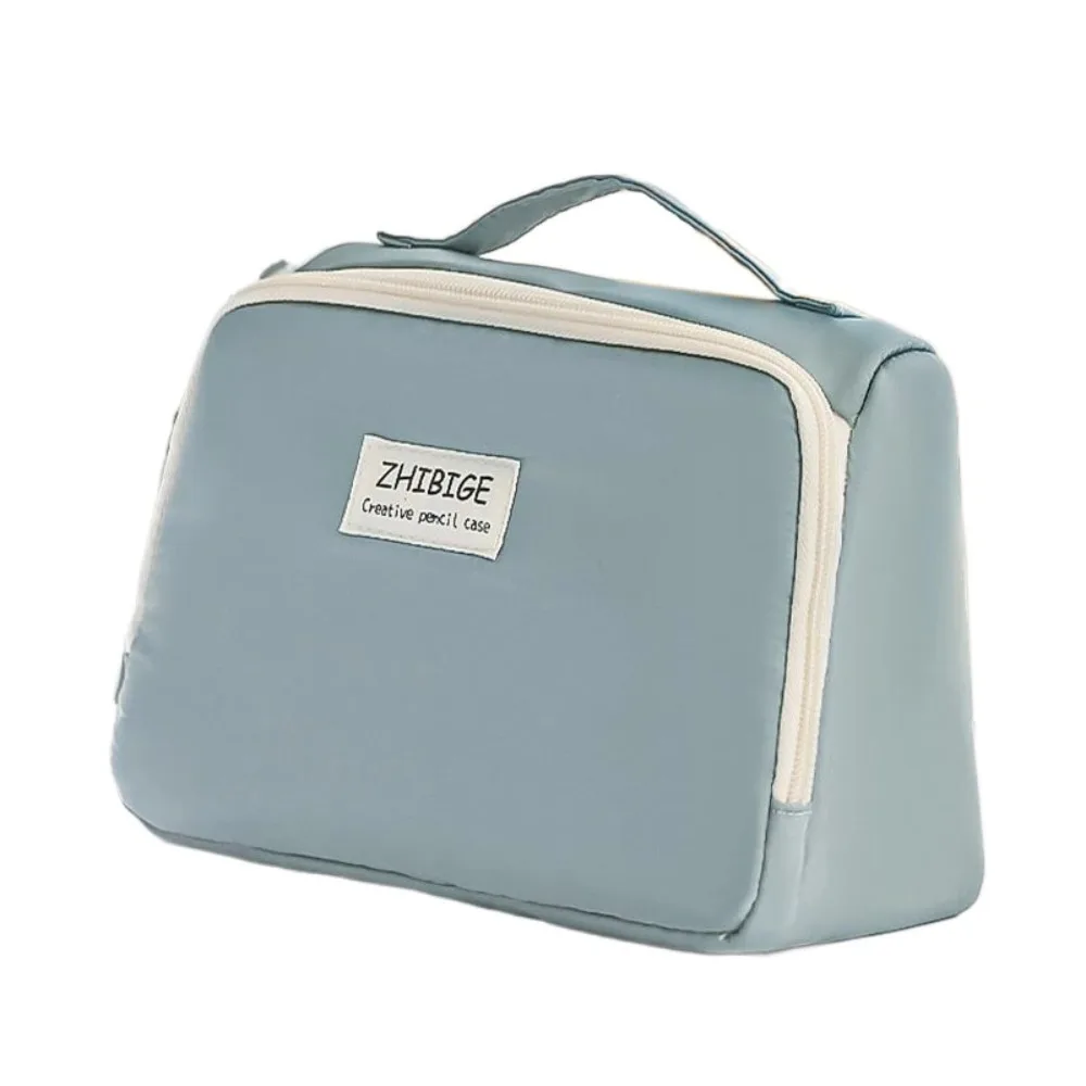 Canvas Simple Student Pen Bag Dirt Resistant Makeup Bag 9 Layer Storage Pencil Bag Multilayer Organizer Macaron Pencil Case