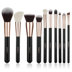 ZOREYA 10 Rose Gold Makeup Brushes Set Professional Eyeshadow Foundation Blending Eyebrow Fan Blush pinceaux de maquillage