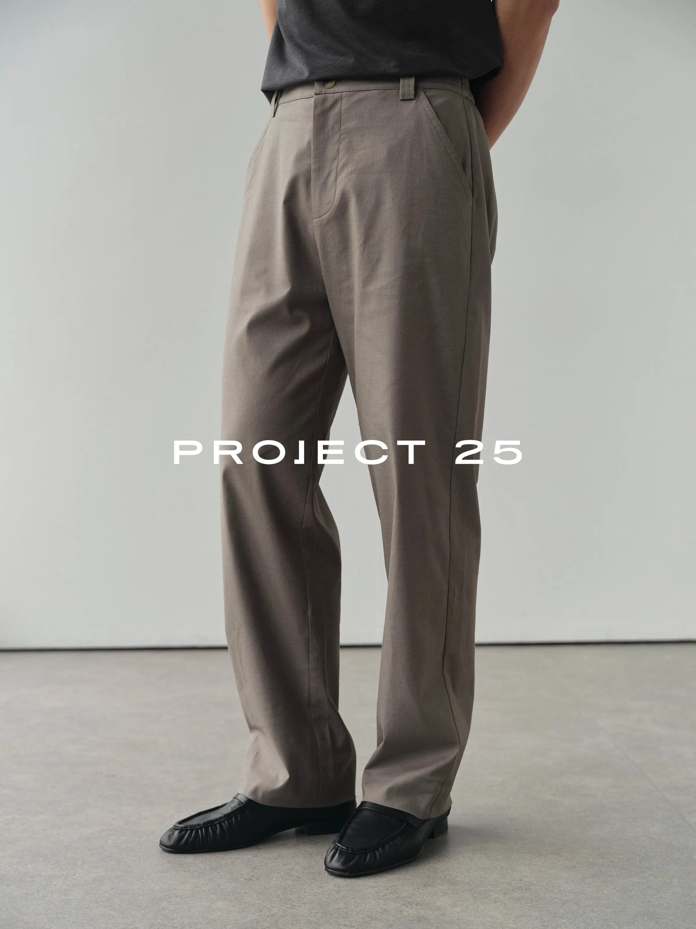 PROJECT 25 Men Japan Imported Hemp Blended Straight Leg Pants Half Elastic Waist Lightweight Breathable Casual Trousers