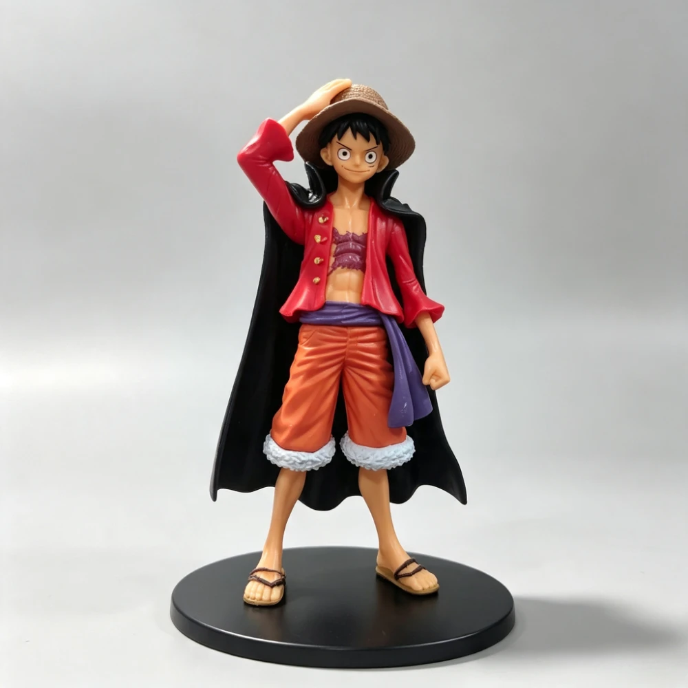 Heiße Anime-Actionfigur One Piece Luffy mit Rotem Umhang PVC-Schreibtischfigur Sammlerstück Tischdekoration Fangeschenk