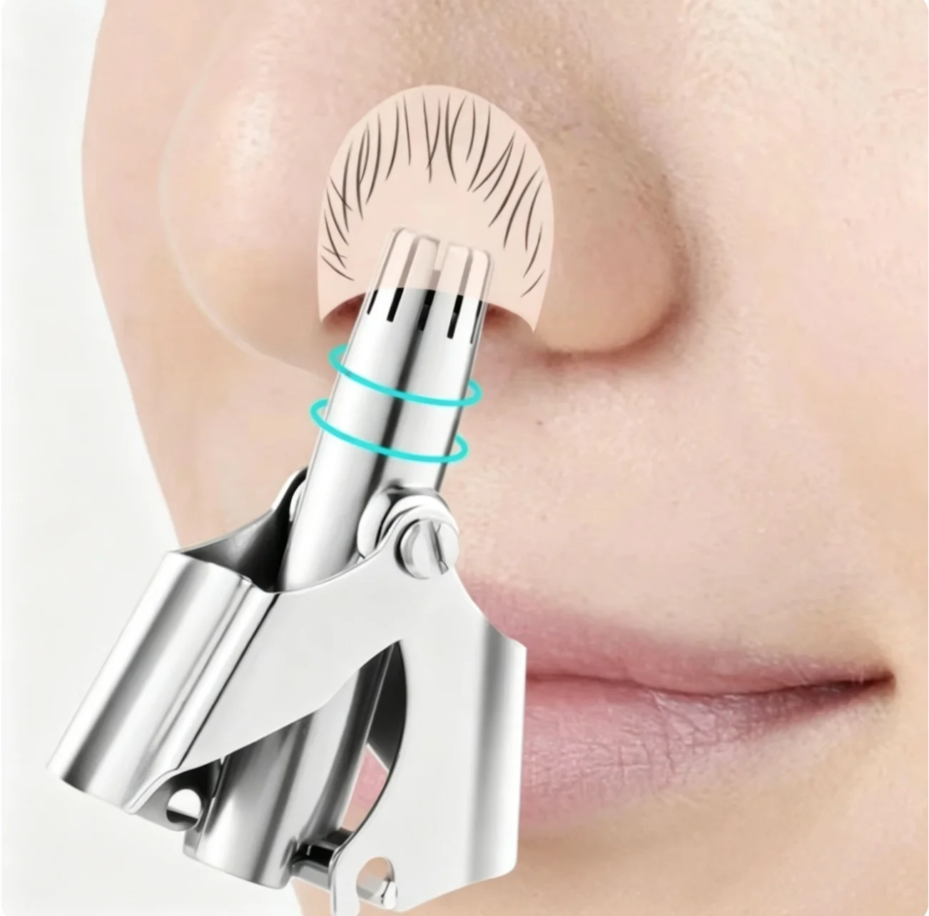 Premium Stainless Steel Manual Nose Hair Trimmer Mechanical Painless Nostril Hair Cutter For Men Portable Washable Safe Nose Hai
