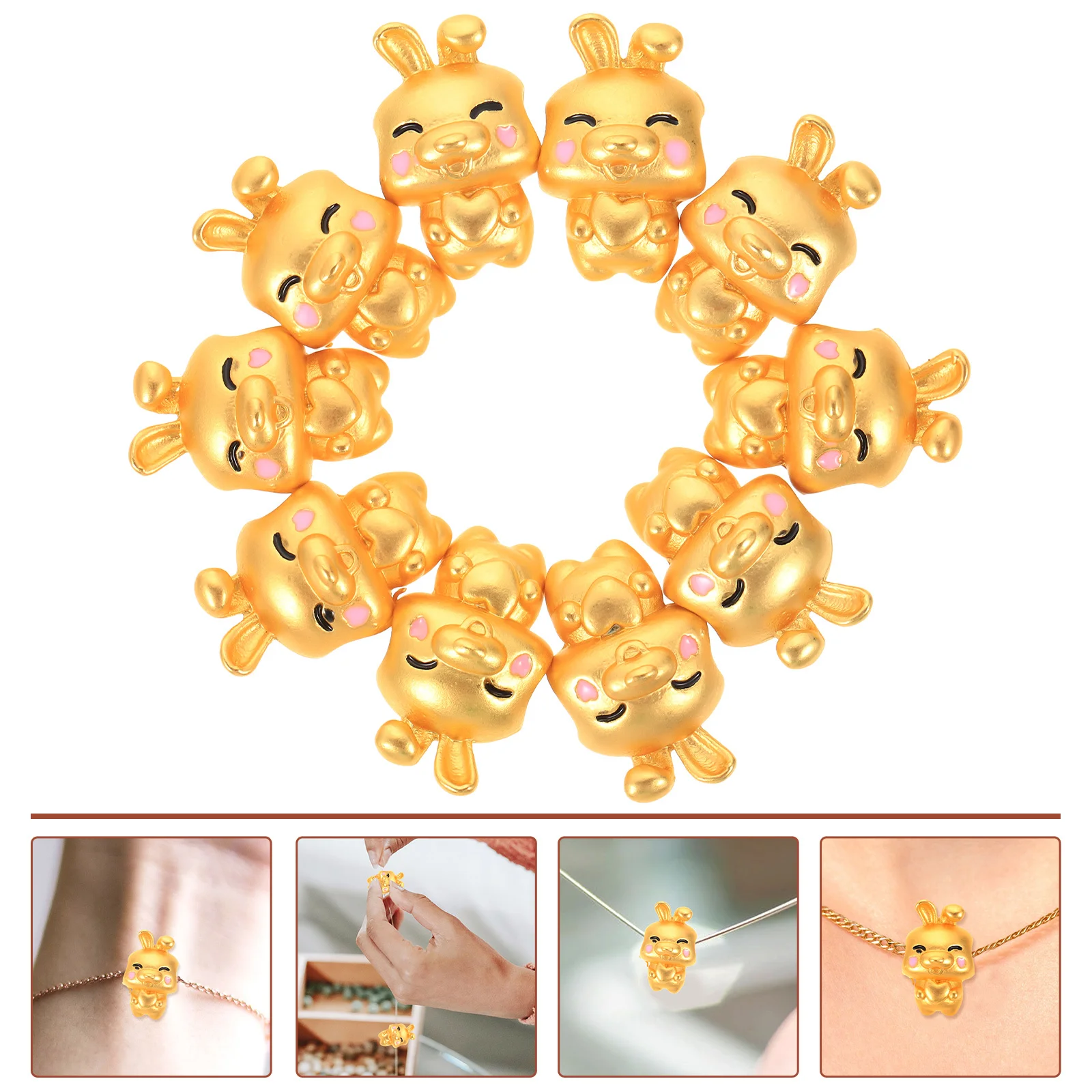 

10Pcs DIY Jewelry Beads Alloy Rabbit Shape for Necklace Bracelet Earrings Making Accessory Supplies Rabbit Necklace Beads