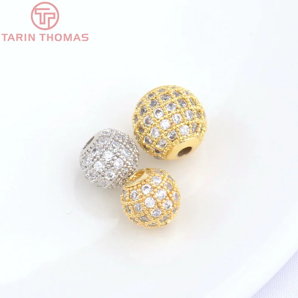 (4614)4PCS 8.5MM 10MM 24K Champagne Gold Color Brass Spacer Beads  High Quality Jewelry Making Findings Accessories Wholesale