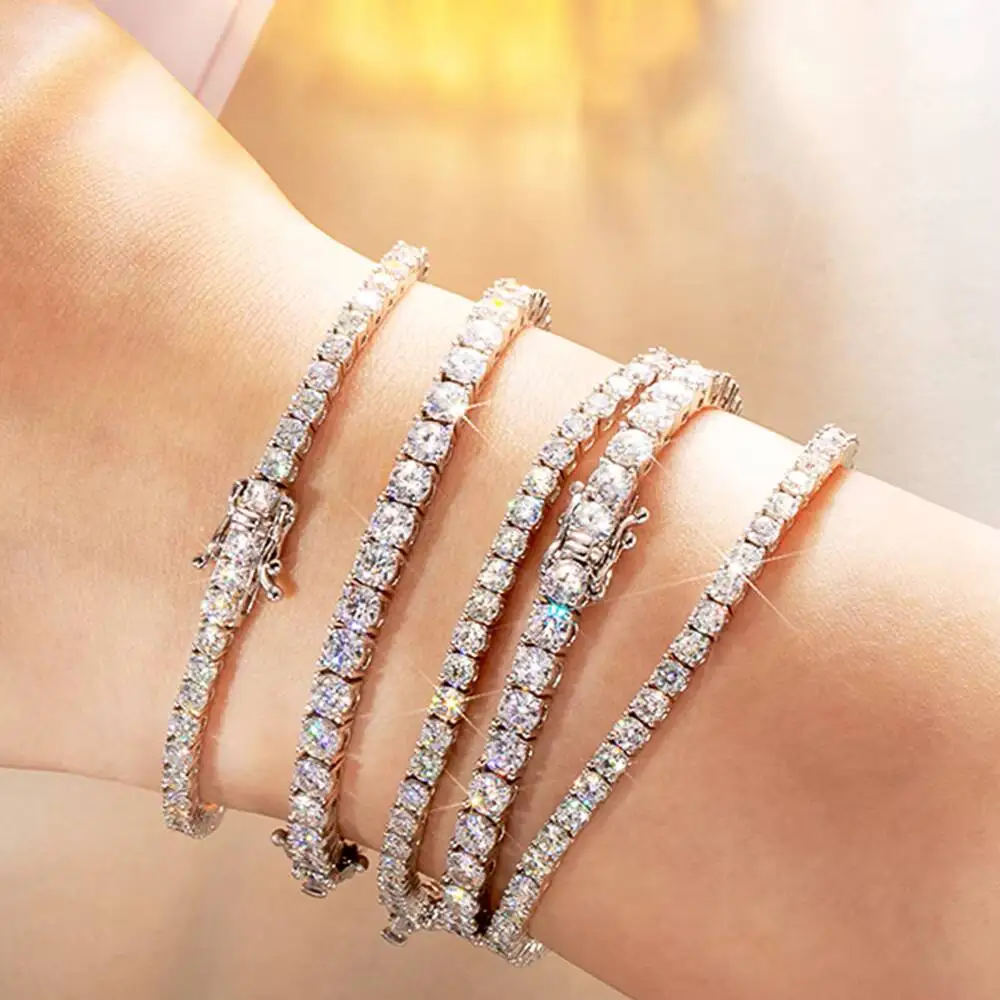 S925 necklace Moissanite Moissanite Tennis Chain 925 Sterling Silver 14K Gold Plate Women Men Gift VVS Lab Diamond Bracelet N