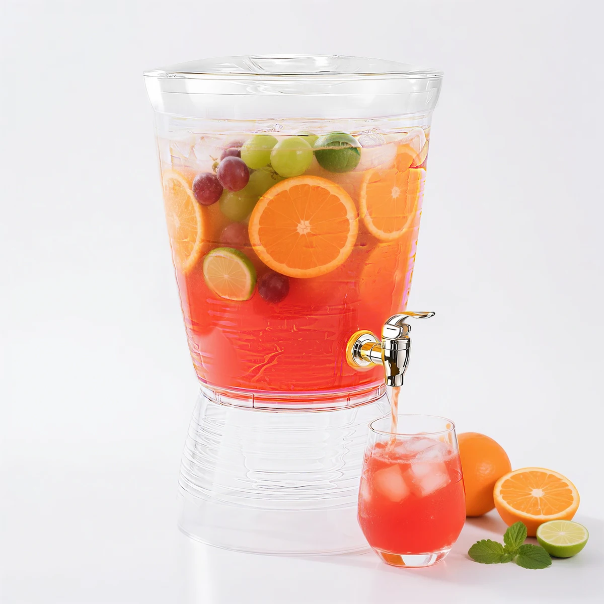 Dispenser per bevande in acrilico trasparente da 10 litri con rubinetto in acciaio inossidabile, ideale per feste, matrimoni e barbecue: un dispenser per bevande adatto per acqua gassata e tè freddo.