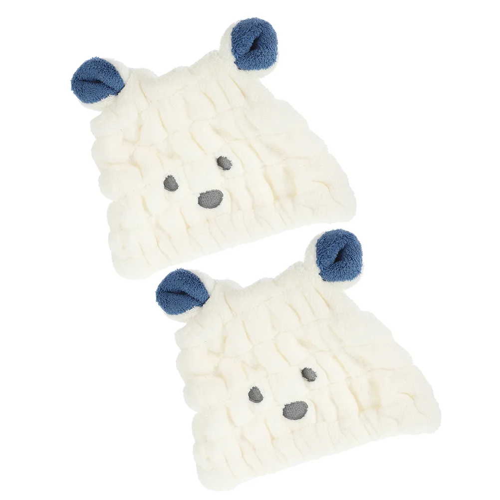 

2pcs Children Dry Hair Cap Cartoon Baby Shower Coral Fleece Drying Hat Absorbent Towel Hair Wrap For Girls Home Travel
