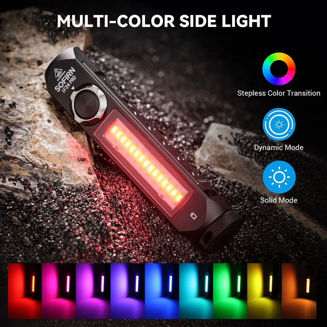 Sofirn IF24 PRO SFT40 Buck Driver RGB Light 1800lm 340m 18650 USB C Rechargeable Flashlights Flood Spot with Magnetic