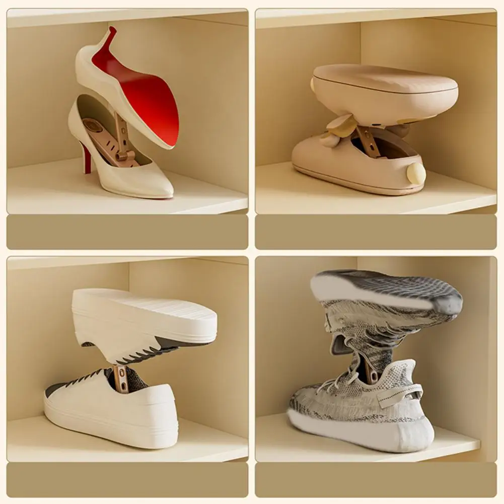 Stackable Design Shoes Stacker With Aroma Box Adjustable Angle Double-layer Shoes Organizer Space Saving Foldable