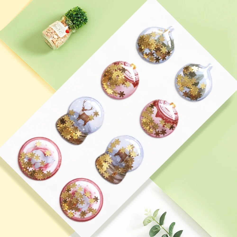 Creative Path Christmas Gold Sequins Scrapbooking Shaker Stickers Polar Bear Decorative Journaling Shakers Stickers For Crafting
