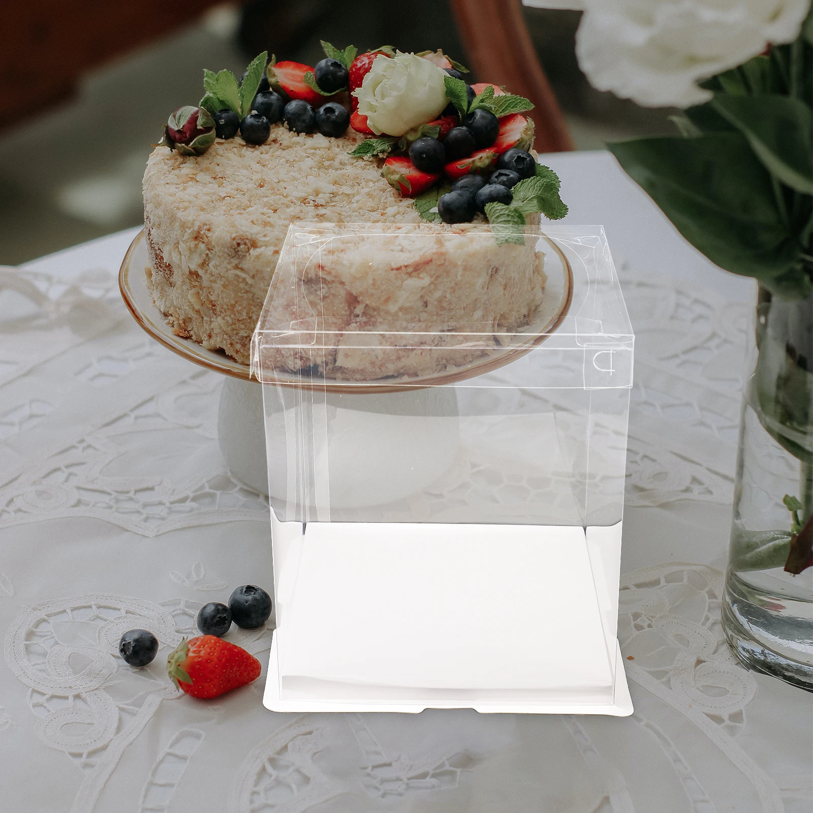 

5pcs Cake Display Boxes 4 Inch Transparent Bakery Packaging for Donuts Chocolates Bread Pastries Gift Box Bulk Clear Containers