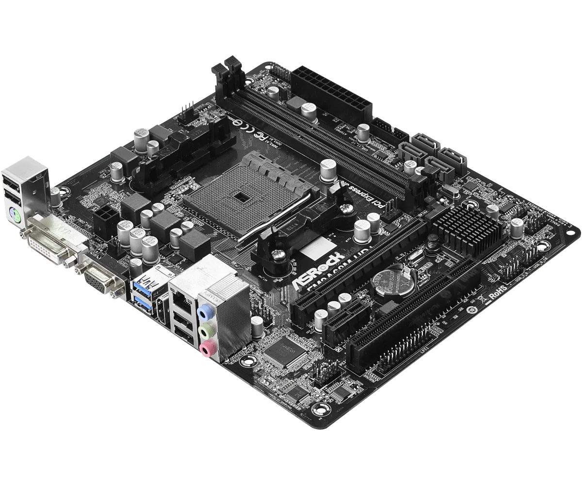 Imagem -04 - Asrock-placa-mãe Fm2a68m-hd Mais Soquete Fm2 Mais Amd A68h Ddr3 32gb Pci-e 3.0 Sata Iii Vga Micro Atx Suporte A10 Ad680 A10 Ad7800