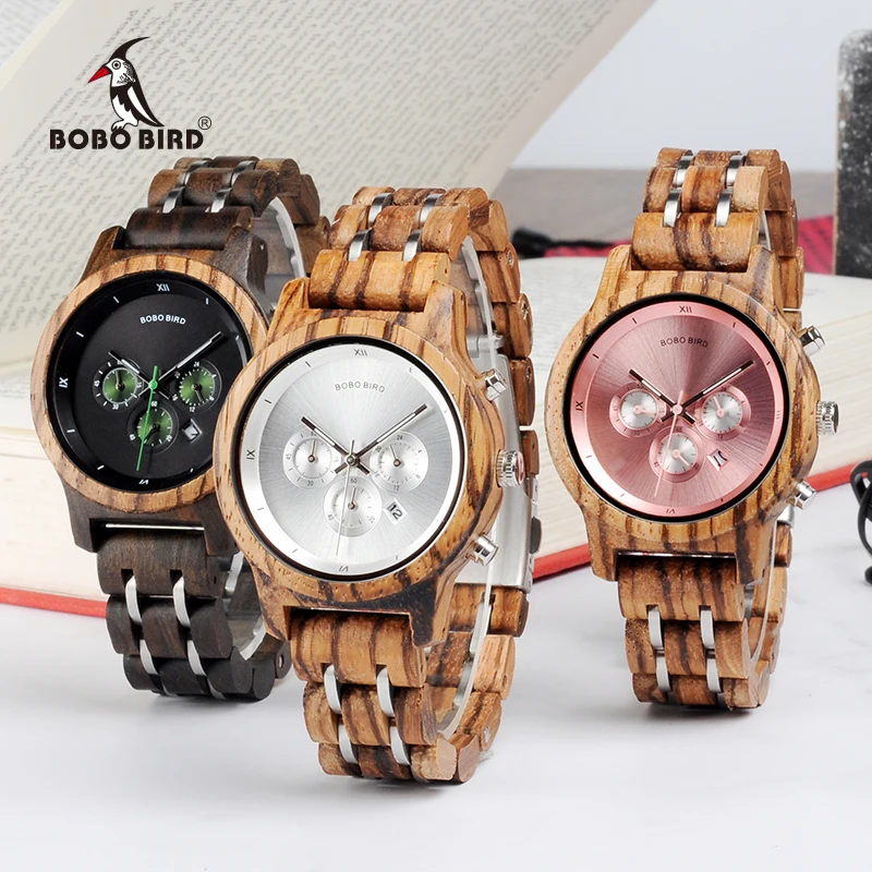 BOBO BIRD Women Watches Luxury Chronograph Watch with Auto Date Versatile Ladies Wooden Timepieces Custom Couple Quartz Watch