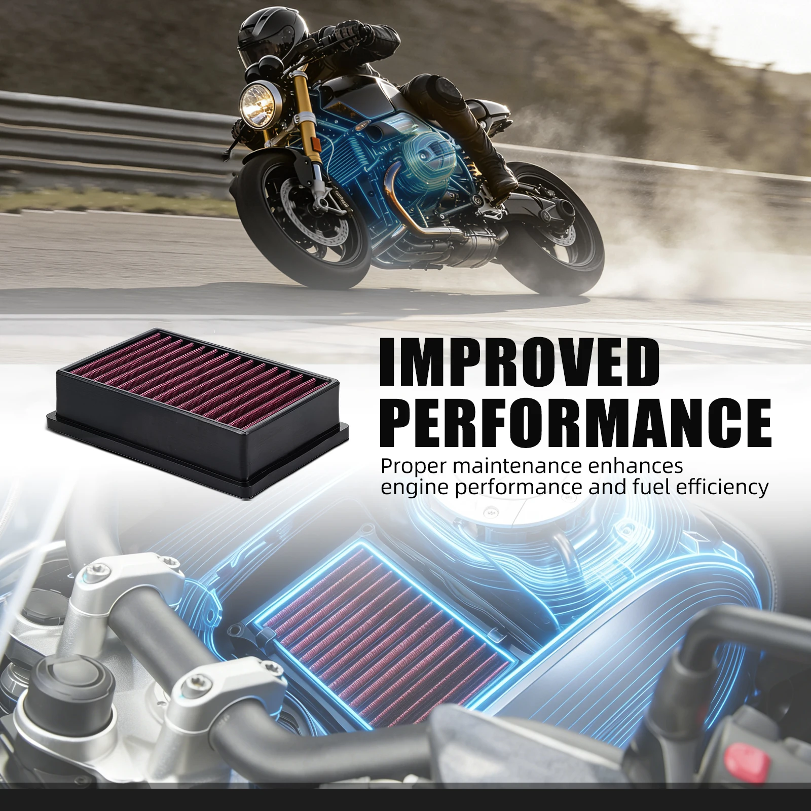 NICECNC High Flow Air Filter For BMW R1200 GS R1250 GS /Adventure 2018-2024 R1250 R R1250 RS R1250 RT R1200 GS Adventure R LC