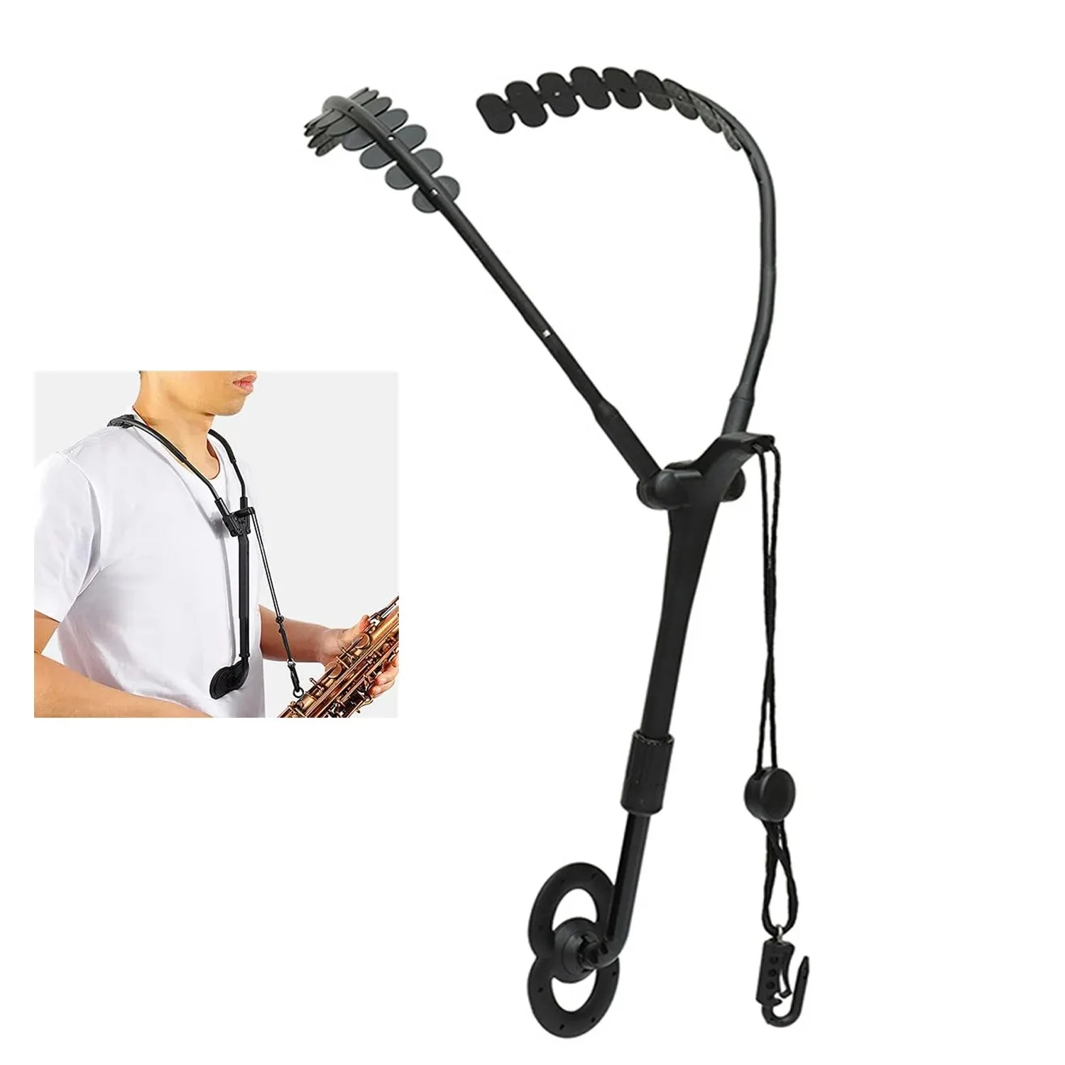 Saxophone Shoulder Harness Sax Holder Adjustable Comfortable Neck Hanging Belt for Saxophone Horn Tenor Baritone SopranoClarinet