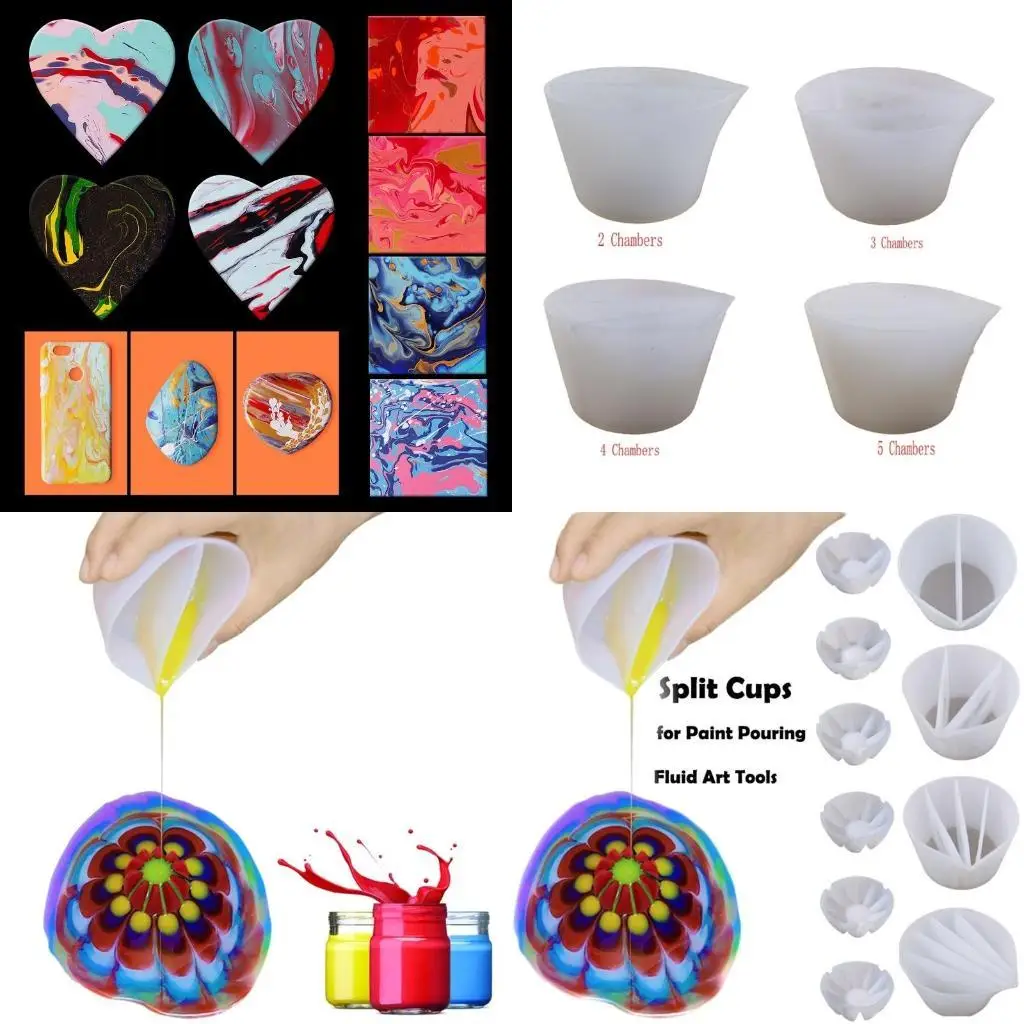 

J78F Silicone Split Cup 2/3/4/5 Chambers Reusable Silicone Pouring Divided Cups10Pcs