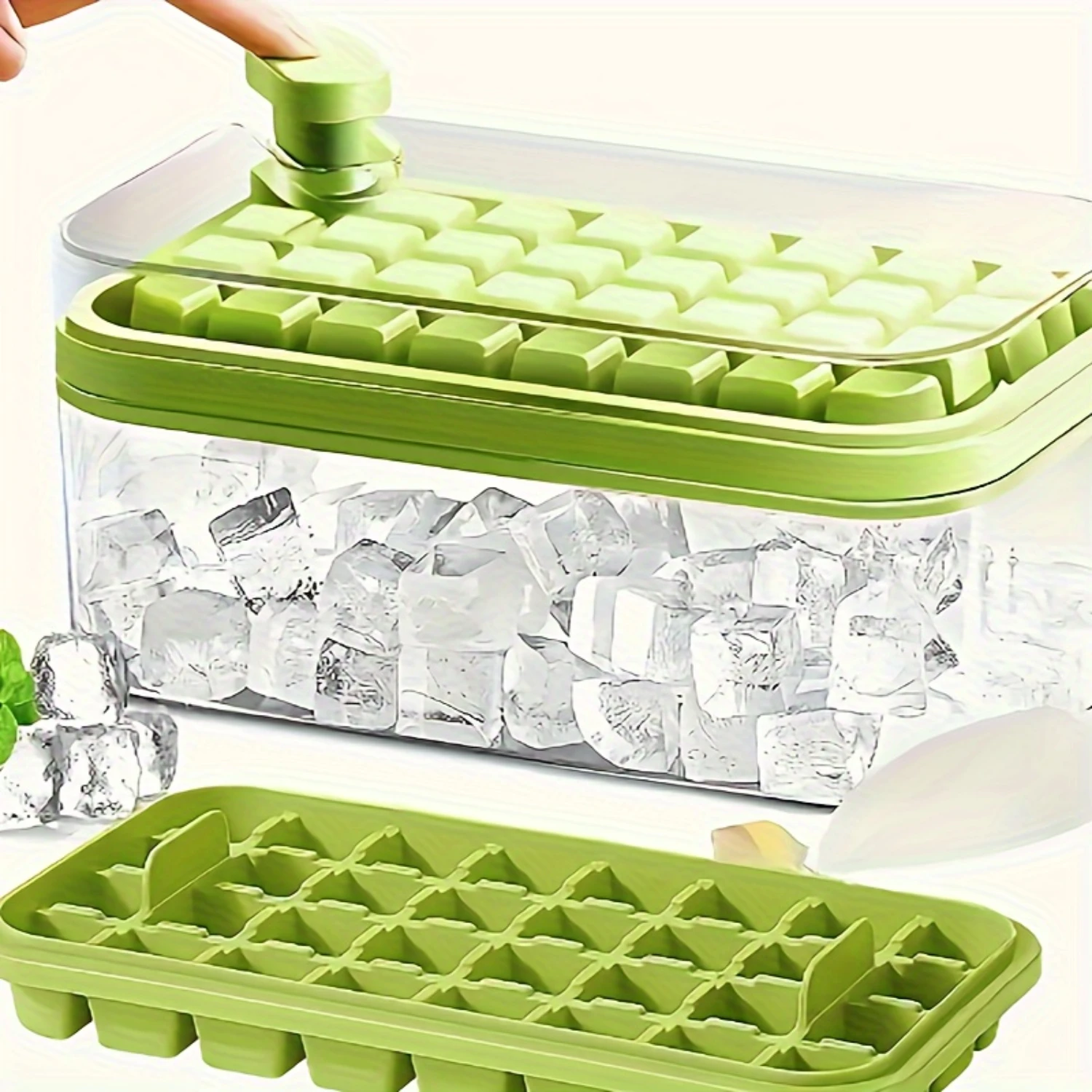 1 個 32 グリッドシリコンアイスキューブ型とトレイセット、簡単にリリースできる省スペース設計、冷凍、ウィスキー、カクテル用 - 食品グレード