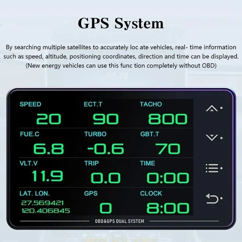 

547C Digital Car HUD Speedometer Head Up Display Water&Oil Temperature Meter