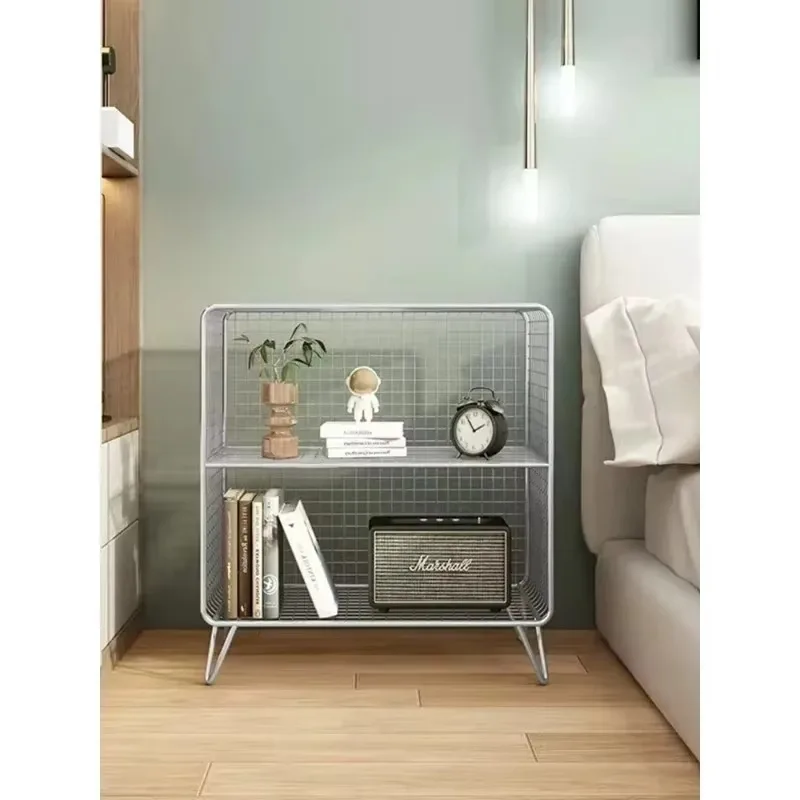 Modern Minimalist Gold Trimmed Leg Bedside Cabinet Multi-functional Book Storage Shelf for Living Room Industrial Style