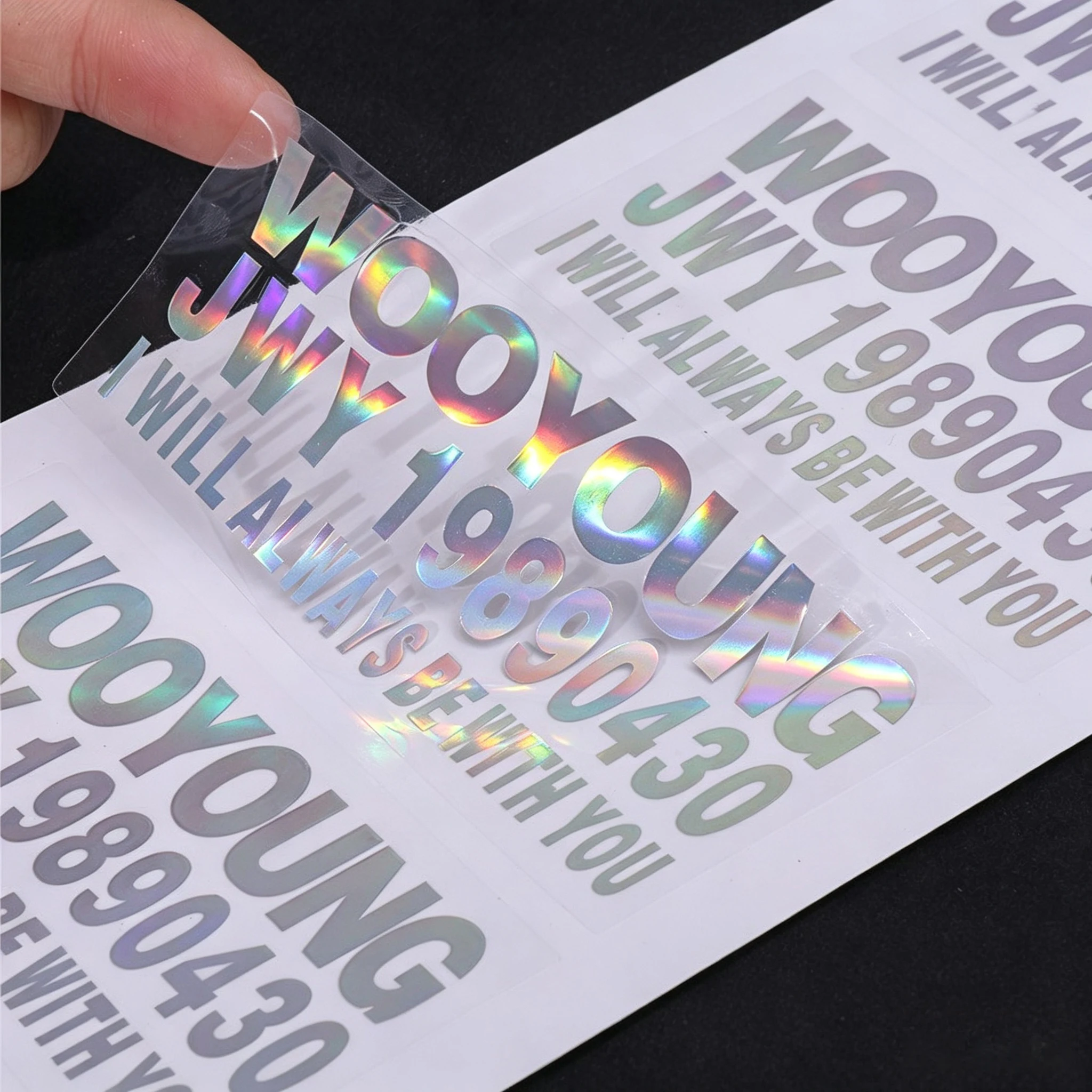 Custom Logo Clear Sticker Waterproof Vinyl Gold Silver Holographic Foil Adhesive Transparent Label Roll Sheets for Business view 2