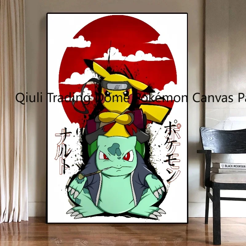 Japanische klassische Anime Peripherie Pokemon Poster Dekor Pikachu Wand kunst Aquarell Leinwand Malerei moderne Raum dekor Bild