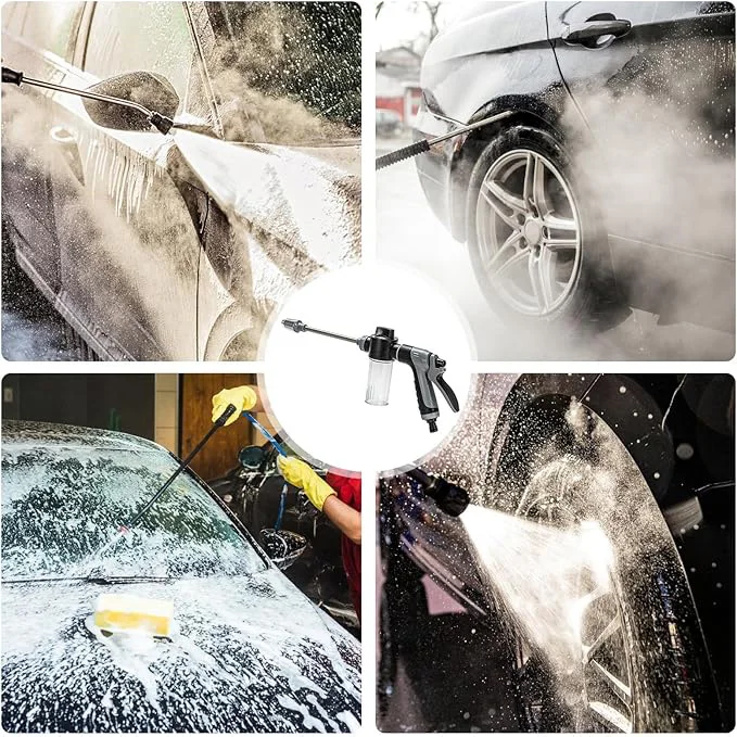 Long Nozzle Car Wash Foam Sprayer, Heavy-Duty Hose Nozzle with Soap Bottle for Cars, Driveways, and Outdoor Cleaning