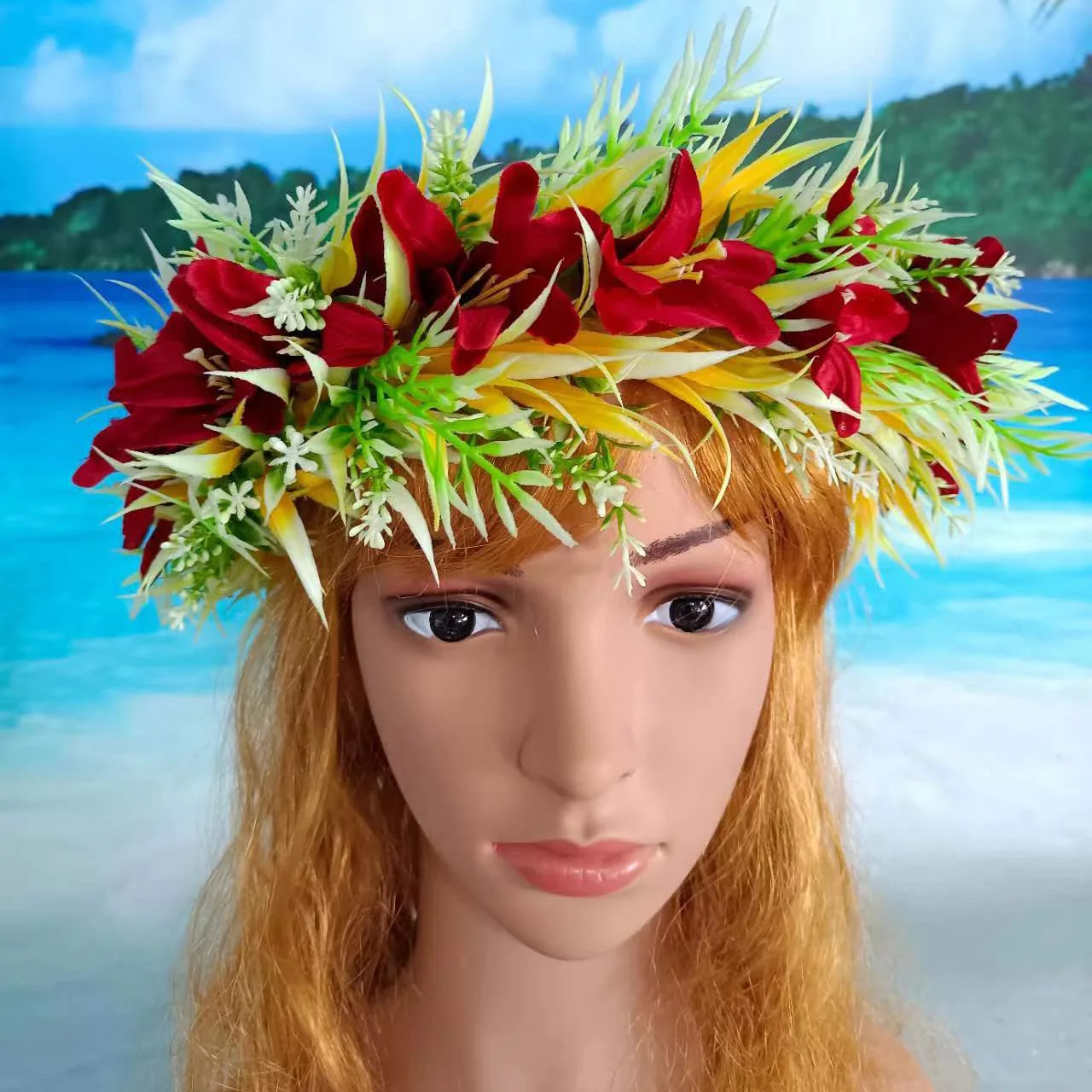 

Free Shipping KN-hk041 20Pcs/lot Artificial Silk Lily Headband Haku Hawaii Floral Headwear Crown Dance Garland Flower Head Lei