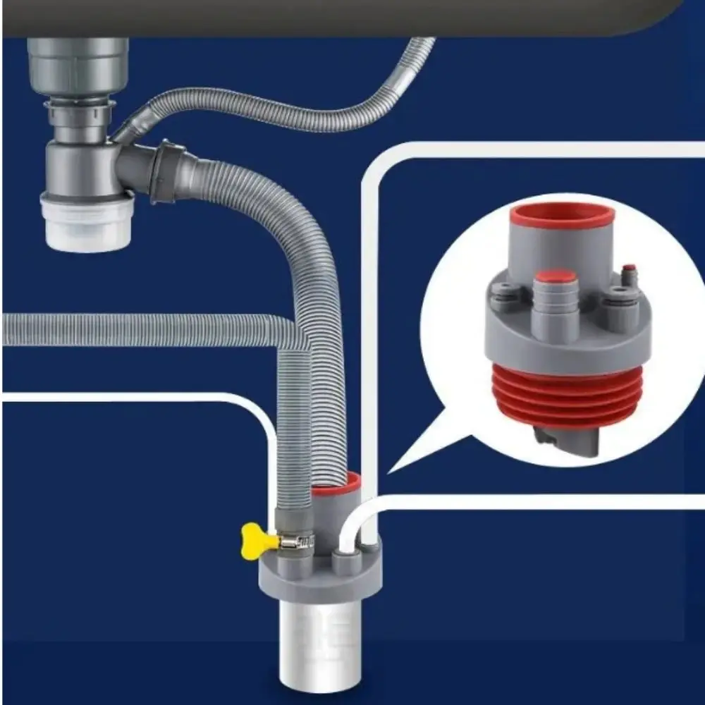 

Тройной соединитель Кухонная сливная труба Многоразовая конструкция Прочные материалы из ПВХ Разъем против запаха Легко чистится Конструкция «пять в одном»