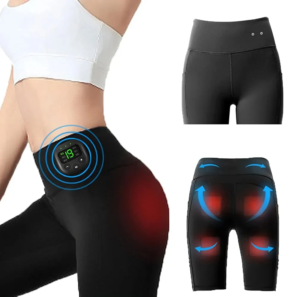 

High Waist Yoga Pants with EMS Muscle Stimulator Buttocks Hip Trainer Abdominal ABS Stimulator Fitness Body Slimming Massager