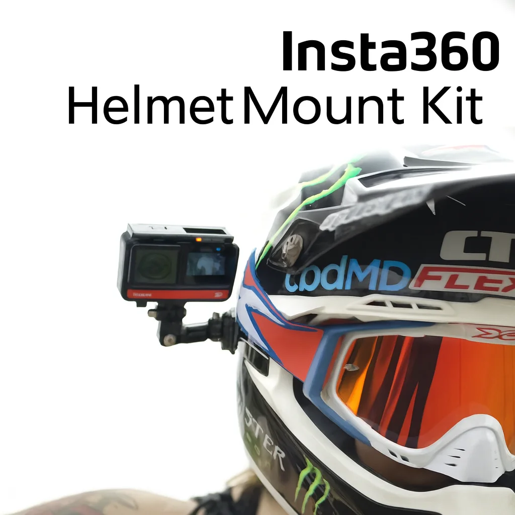 Helmet Mount Kit For Insta360 - 4-Way Adjustable Arm, J-Buckle, Flat & Curved Base, For Skiing/MTB/Motorcycle/Skateboard