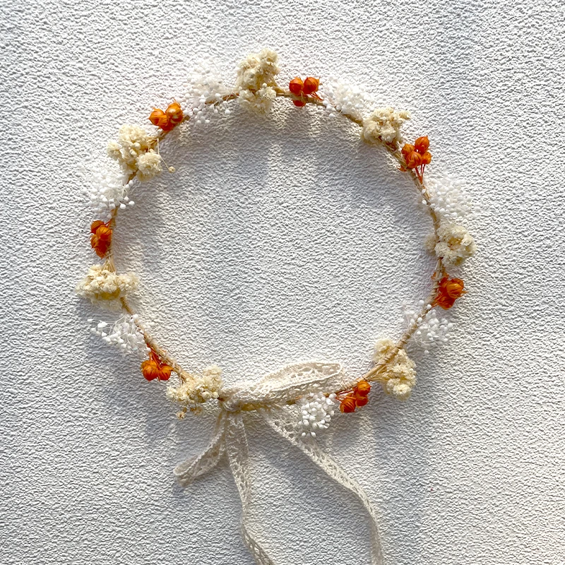 Wedding Dried Flower Crown Pink Floral Crown Babys Breath Headband Dainty Ivory Llavender Floral Headband Bride Girl Supplies