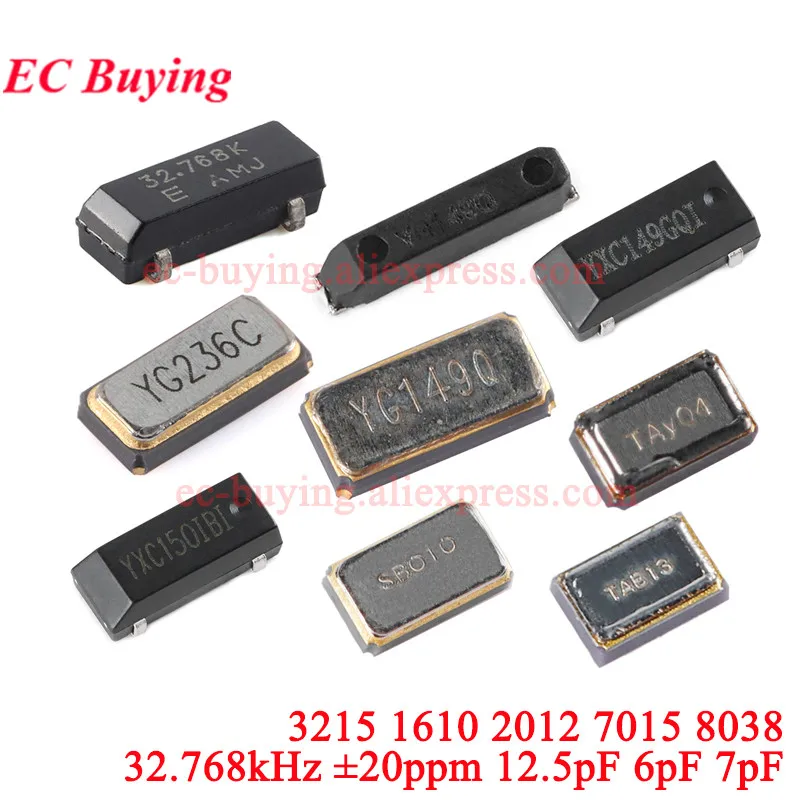 5-10Pcs 3215 1610 2012 7015 8038 SMD Passive Crystal Oscillator 32.768kHz 32.768 kHz 32.768k Hz ± 20ppm 12.5pF 6pF 7pF Resonator