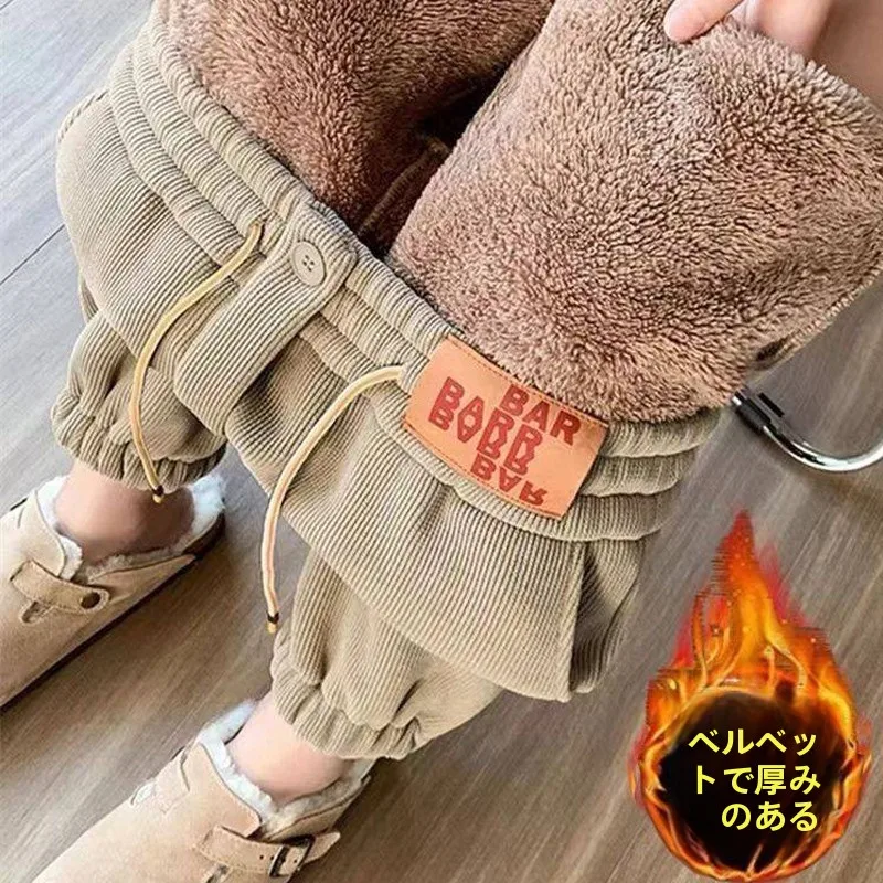 Lamb Fur Lined Thickened Casual Pants Women's Autumn Winter New Style Loose Versatile Warm Trousers Cuffed Harlan Casual Pants