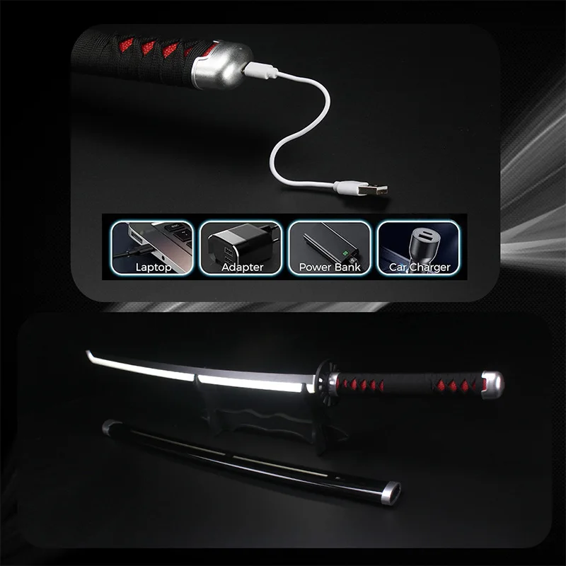 Led Katana 104cm/41" Giyuu Cosplay Weapons Props Toy Sword Kimetsu No Yaiba Tanjiro With A Sword Holder