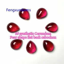 Luxury Stone 3x5~18x25mm 1/3/5pcs Pear shape Cabochon Blood Red Corundum Loose Synthetic 5# Ruby Beads For Jewelry Ring Necklace